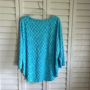 Fresh Produce Aqua Blue Patterned Long Sleeve Top